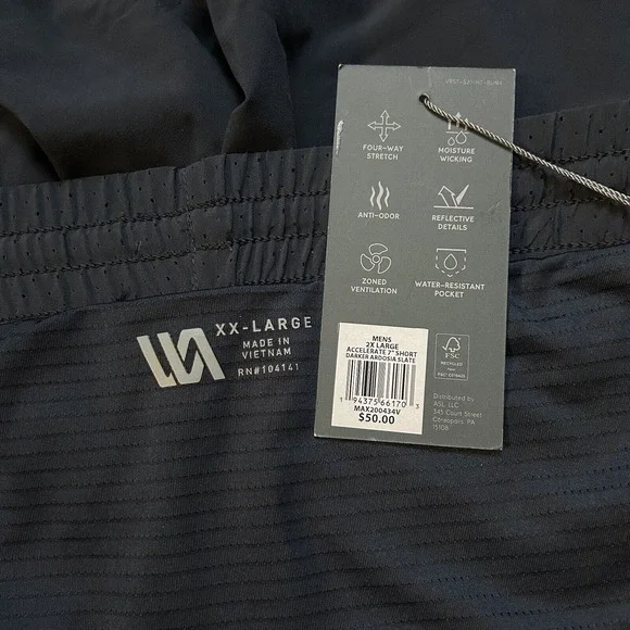VRST Men's 7” Accelerate Run Shorts w Liner- Dark Ardosia Slate - 2XL -NWT - Picture 10 of 11